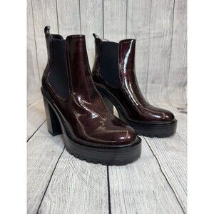 GUESS CBG BOOTS PATENT leather Burgundy SZ 9